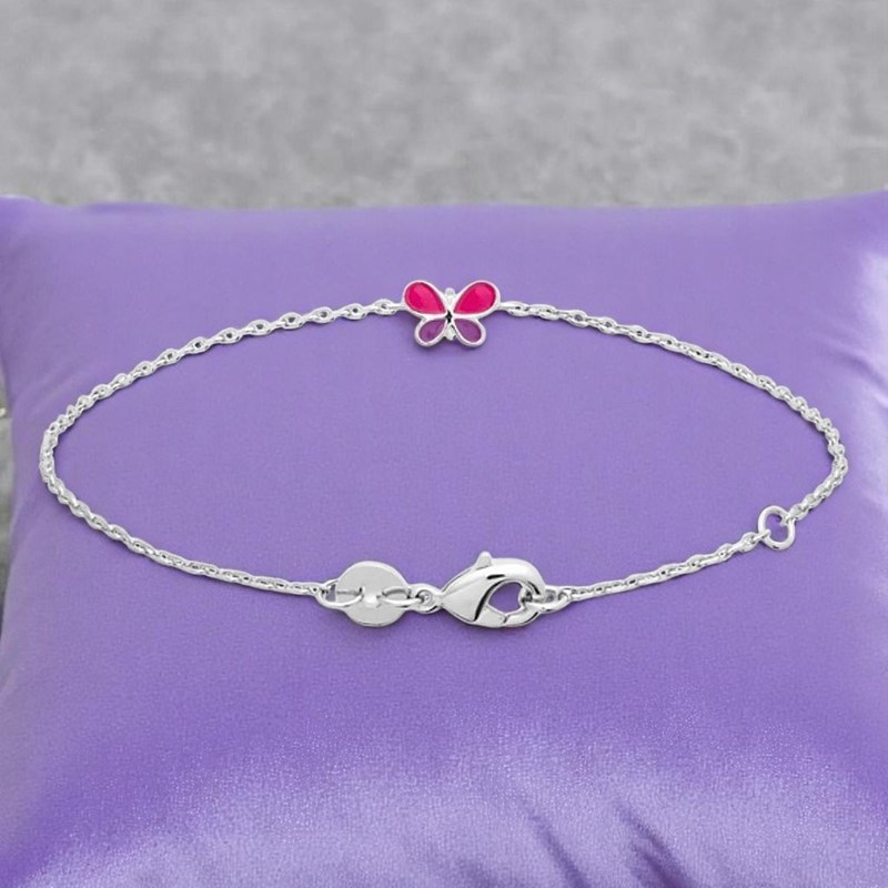 Bracelet papillon émail coloré Argent 925 Rhodié - vue 4