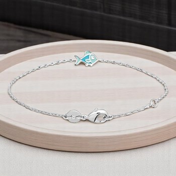 Bracelet poisson émail coloré Argent 925 Rhodié