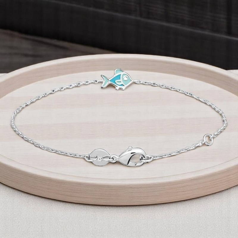 Bracelet poisson émail coloré Argent 925 Rhodié - vue 4