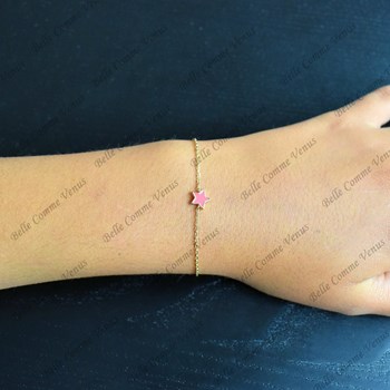Bracelet étoile émail coloré Plaqué or 750 3 microns