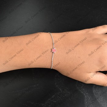 Bracelet étoile émail coloré Argent 925 Rhodié