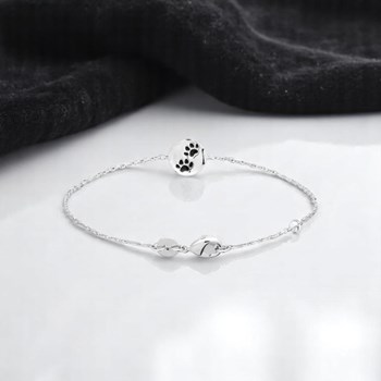 Bracelet patte de chien chat coussinet émail coloré Argent 925 Rhodié