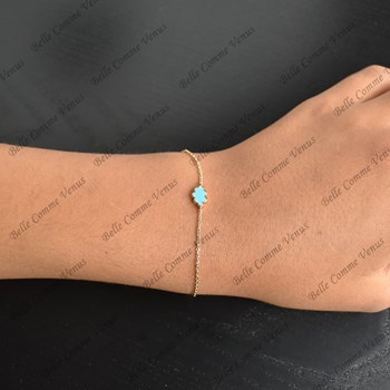 Bracelet nuage émail coloré bleu Plaqué or 750 3 microns