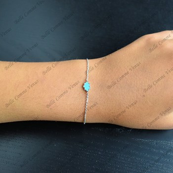 Bracelet nuage émail coloré bleu Argent 925 Rhodié