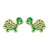 Boucles d'oreilles tortue émail coloré vert Plaqué OR 750 3 microns - vue V1