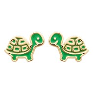 Boucles d'oreilles tortue émail coloré vert Plaqué OR 750 3 microns