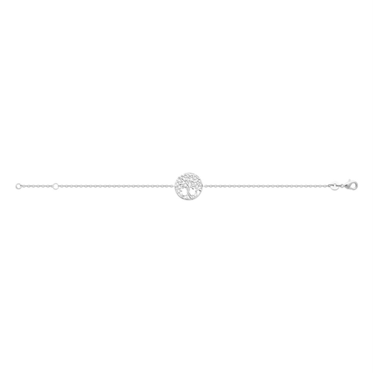 Bracelet arbre de vie à feuilles médaille ronde Argent 925 Rhodié - vue 2
