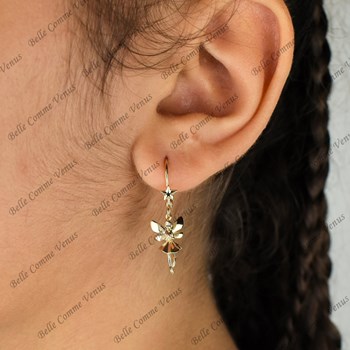 Boucles d'oreilles fée étoile dormeuses Plaqué OR 750 3 microns