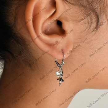 Boucles d'oreilles fée étoile dormeuses Argent 925 Rhodié