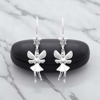 Boucles d'oreilles fée étoile dormeuses Argent 925 Rhodié