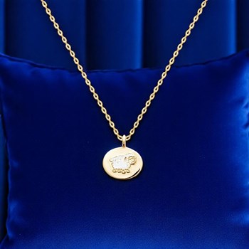 Collier mouton émail coloré blanc Plaqué OR 750 3 microns