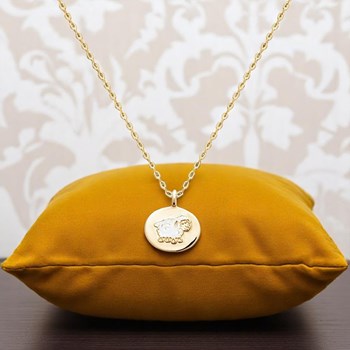 Collier mouton émail coloré blanc Plaqué OR 750 3 microns