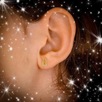 Boucles d'Oreilles Or Jaune - Cadenas et Clef
