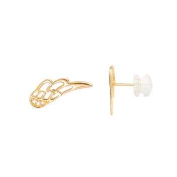 Boucles d'Oreilles Or Jaune - Aile d'Ange Sertie de Zirconiums