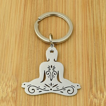 Keyring yoga posture Sukhasana meditation posture lotus waist stainless steel
