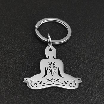 Keyring yoga posture Sukhasana meditation posture lotus waist stainless steel