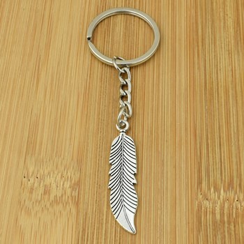Silver-plated feather symbol of freedom key ring