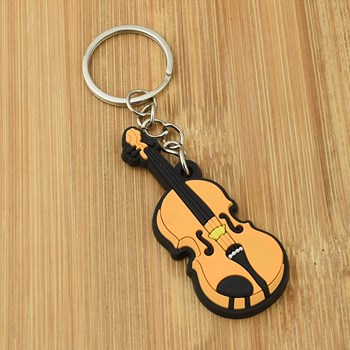 Silver silicone violin musical instrument key ring