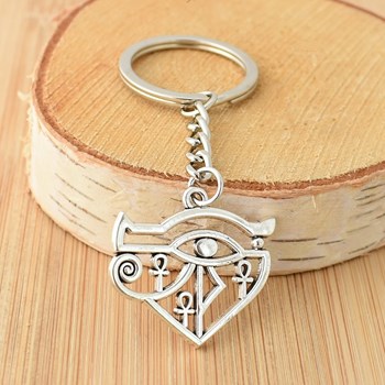 Keyring eye of Horus Egyptian Udjat ânkh silver plated annealed cross
