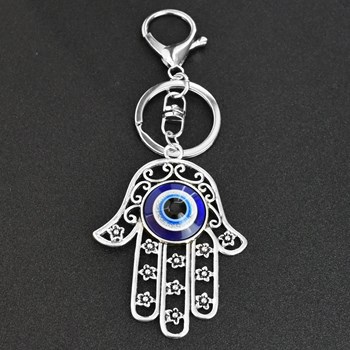 Keyring Fatma's hand eye bag jewel with carabiner and silver ring