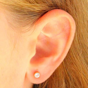 Boucles d'Oreilles Or 18 Carats 750/000 Jaune - Puces Zirconium