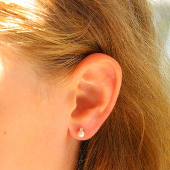 Boucles d'Oreilles Or 18 Carats 750/000 Jaune - Perles de Culture et Zirconiums