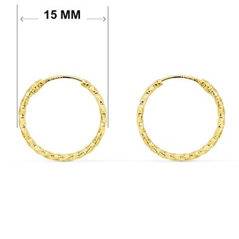 Boucles d'Oreilles Créoles Or 18 Carats 750/000 Jaune - Torsadées