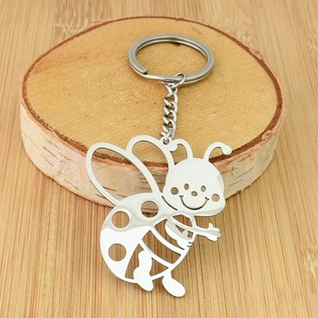 Stainless steel bee key ring