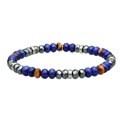 Bracelet Perles de Pierre de Lave Homme Femme Acier 316L Plaqué Or