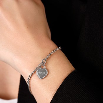 Guess 'Fine heart' silver plated steel bracelet - JUBB01422JWRHS