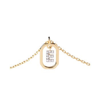 PDPAOLA Collier en argent plaqué or - Mini Lettre E  - CO01-516-U