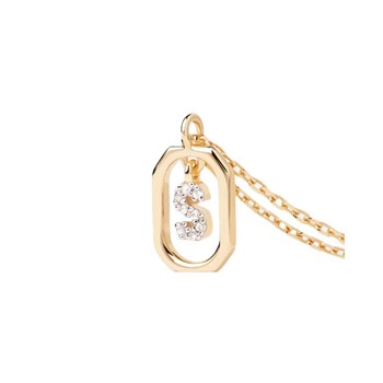 PDPAOLA Collier en argent plaqué or - Mini Lettre S  - CO01-530-U