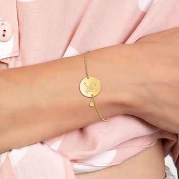 Bracelet lettre M en acier inoxydable par SC Bohème orné d'un véritable diamant blanc