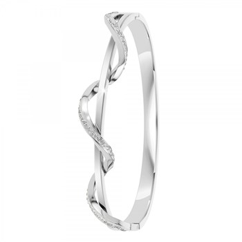 Silver-plated stainless steel SC Crystal bracelet adorned with sparkling crystals