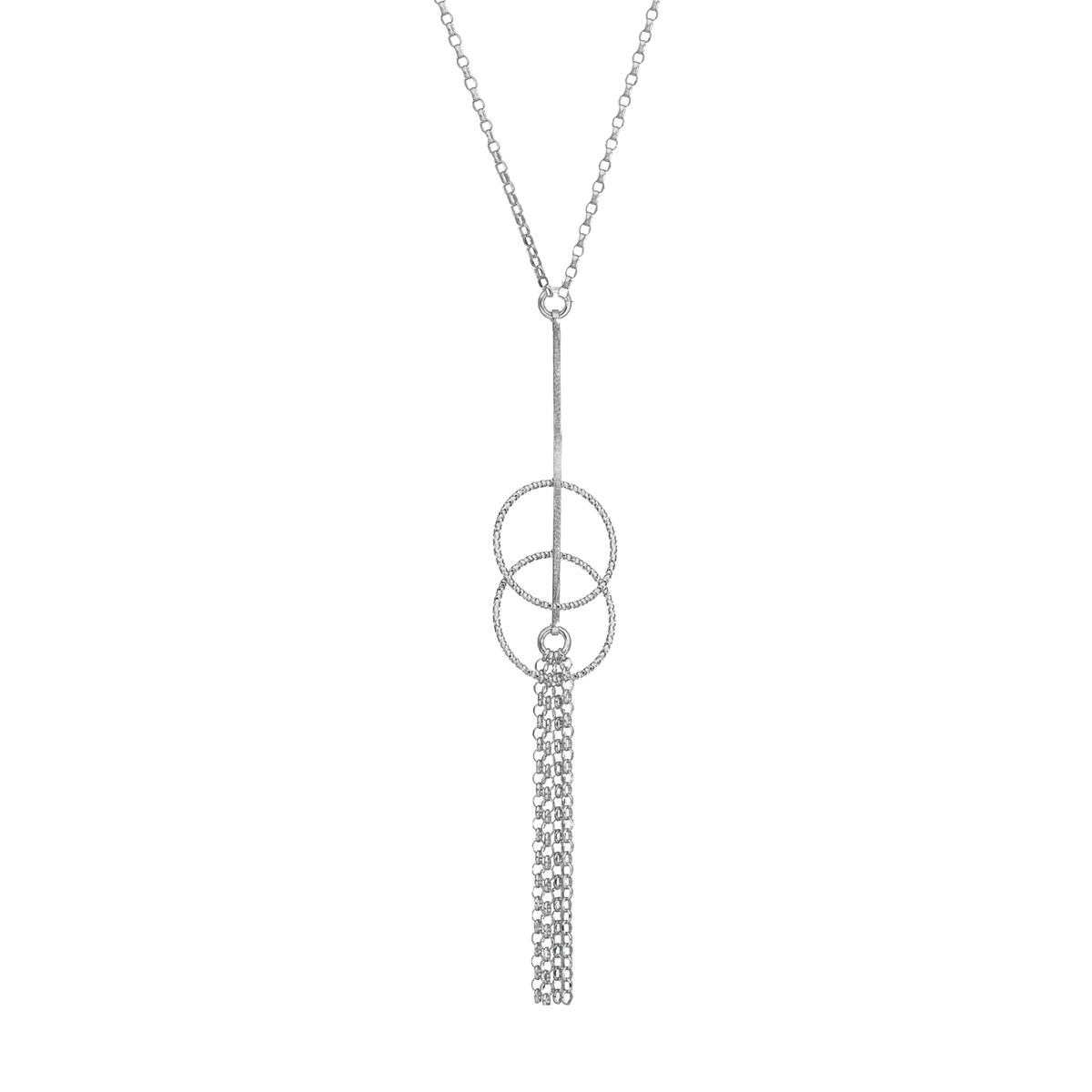 Collier En Argent Doubles Cercles Et Pendant Chaines