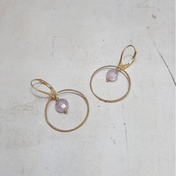 Boucles d'Oreilles Krahô Améthyste Lavande Argent 925 Doré