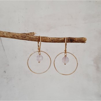 Boucles d'Oreilles Krahô Améthyste Lavande Argent 925 Doré