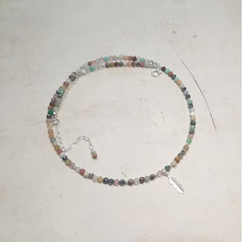 Collier Plume Pierres Naturelles Argent 925