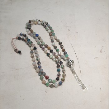 Sautoir Mala Multicolore Pierres Naturelles Argent 925