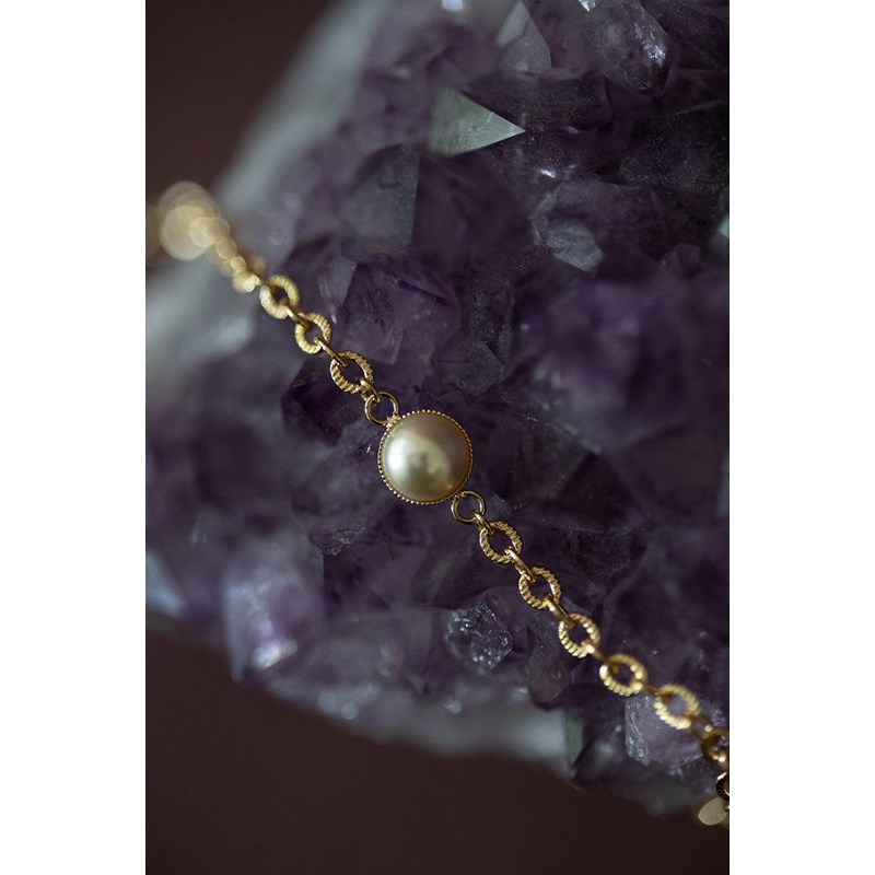 mini bracelet perle doré à l'or fin - NÉLYA - vue 3