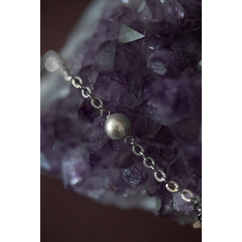 mini bracelet perle plaqué argent - NÉLYA - vue 2