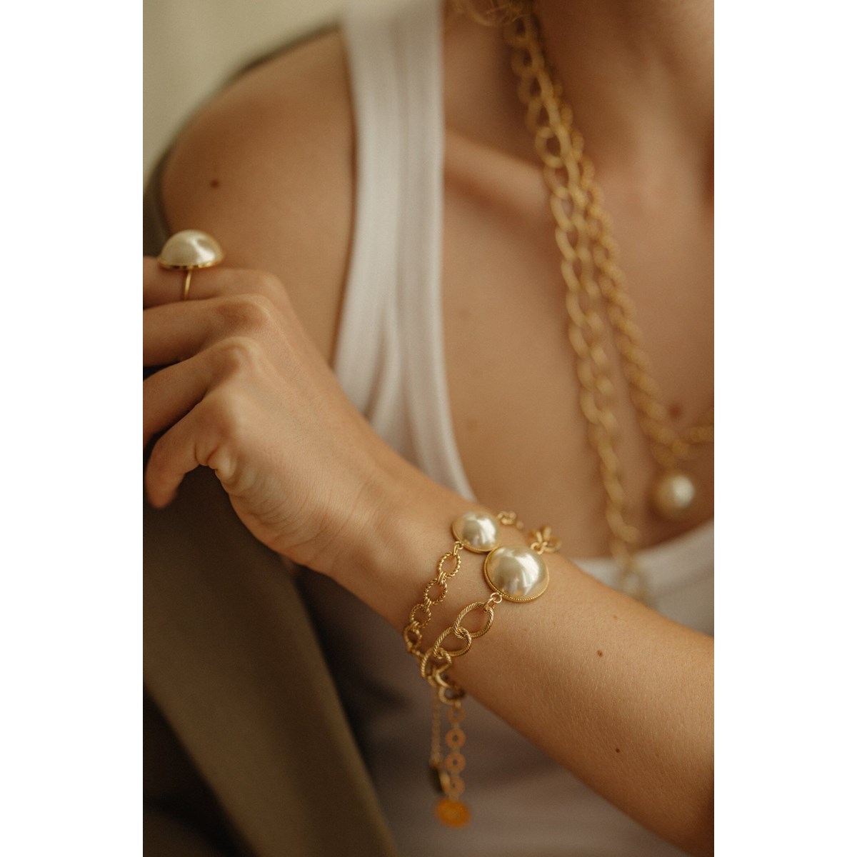 maxi bracelet perle doré à l'or fin - NÉLYA - vue 5