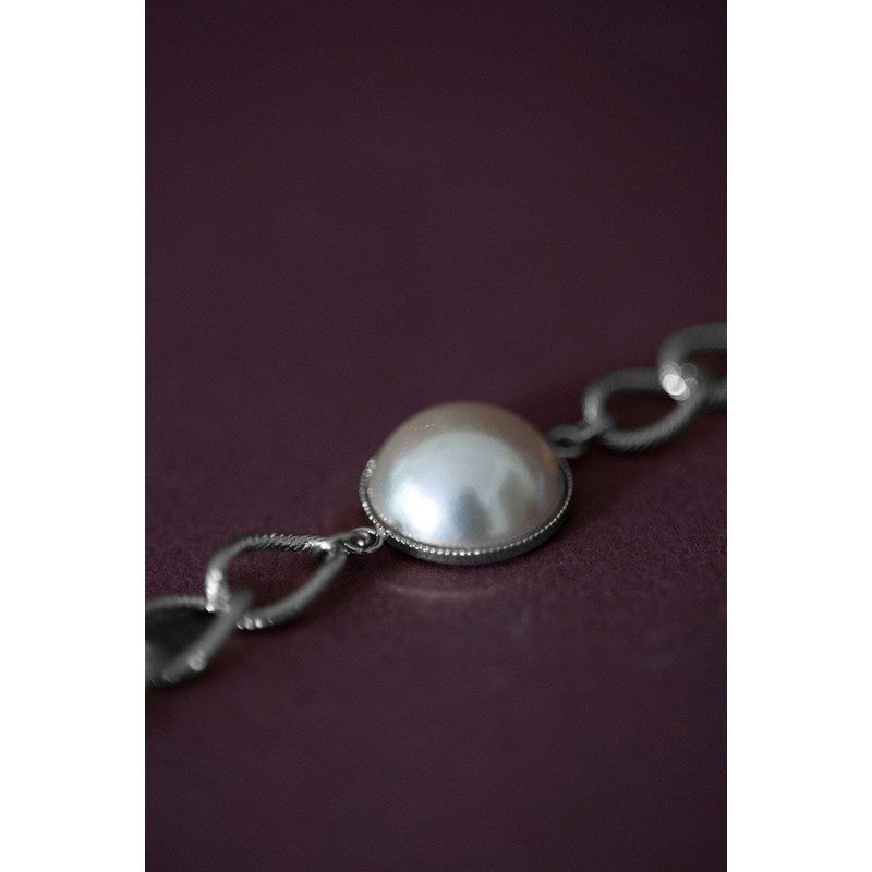 maxi bracelet perle plaqué argent - NÉLYA - vue 2