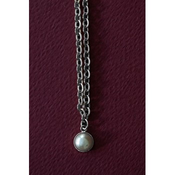 collier perle plaqué argent - NÉLYA
