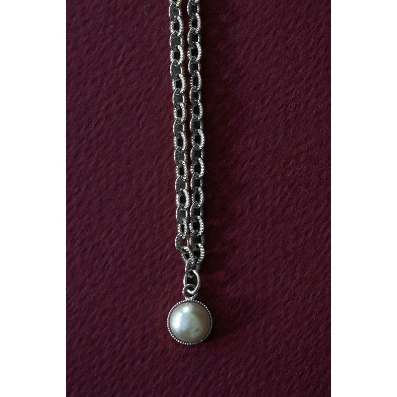 collier perle plaqué argent - NÉLYA - vue 2
