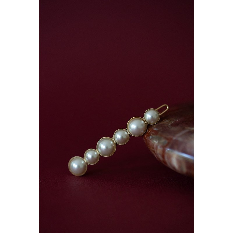 mini barrette perles doré à l'or fin - NÉLYA - vue 3