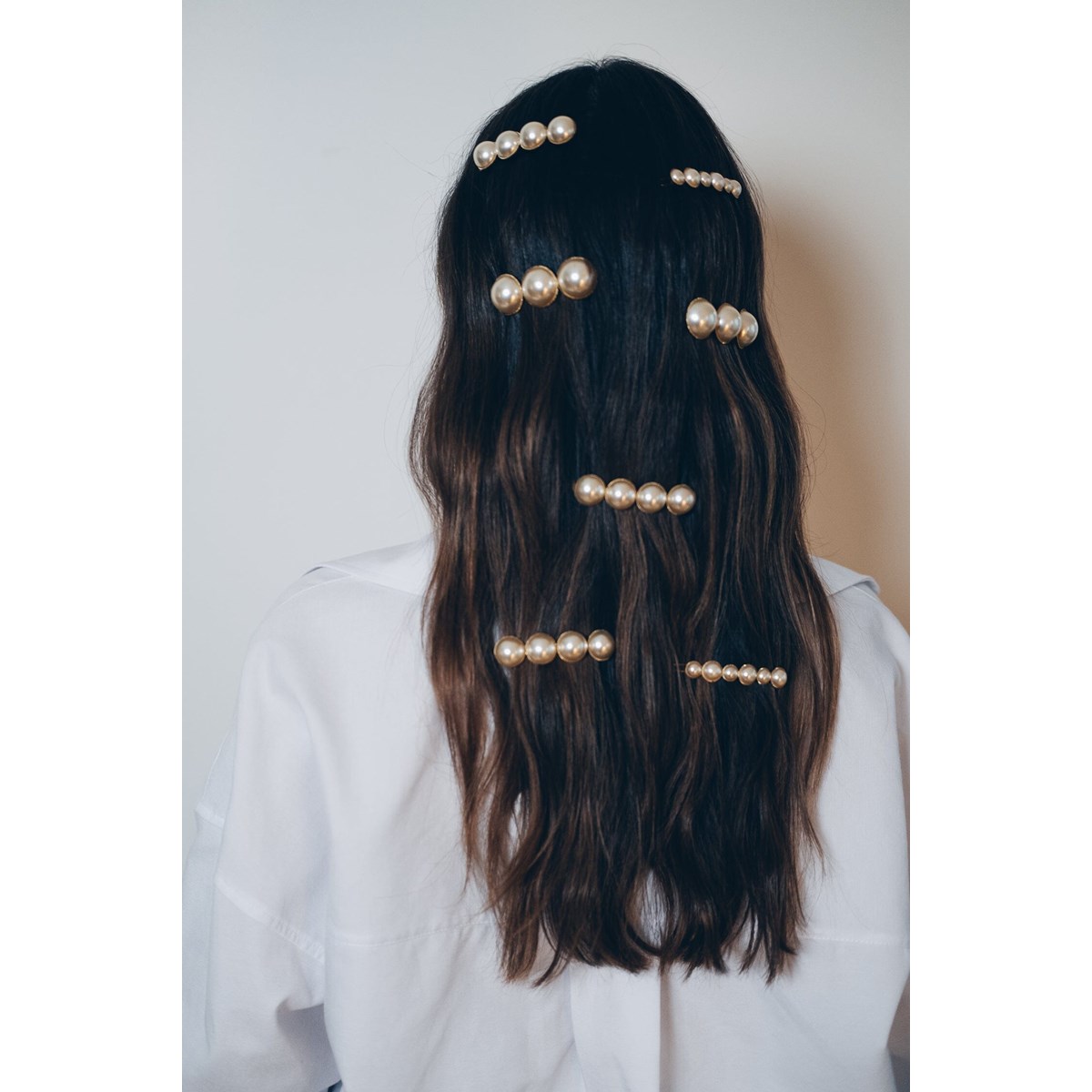 mini barrette perles doré à l'or fin - NÉLYA - vue 5