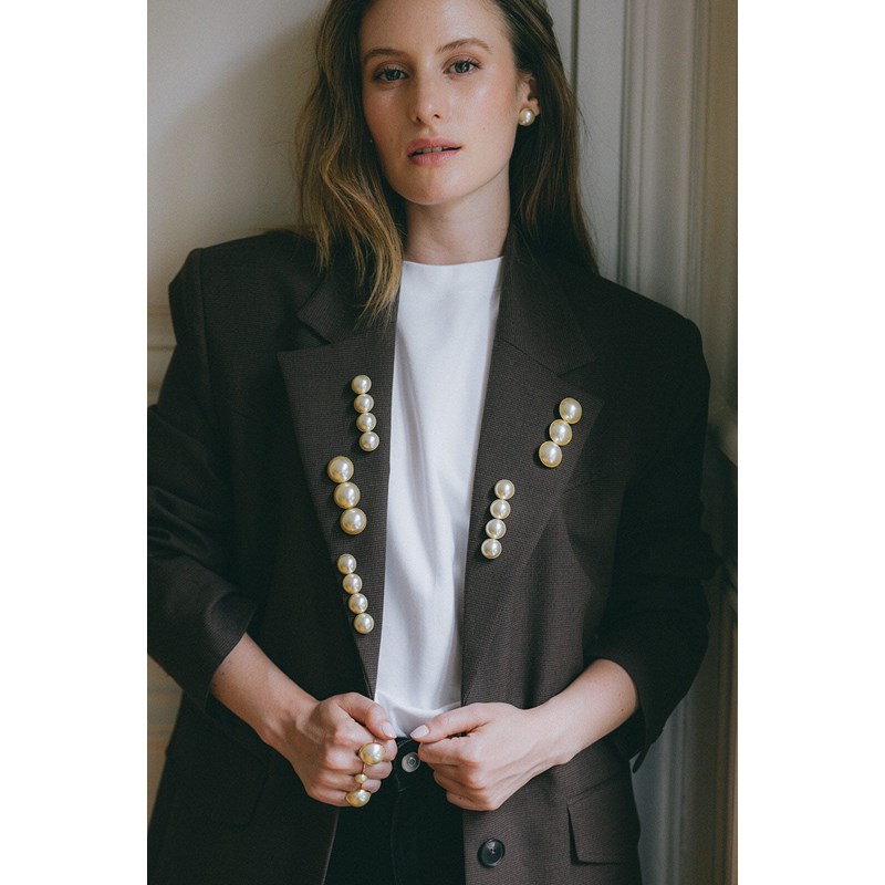 broche perles doré à l'or fin - NÉLYA - vue 4
