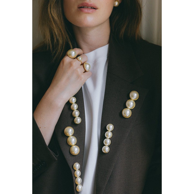 maxi bague perle doré à l'or fin - NÉLYA - vue 5