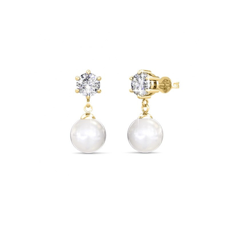 Parure Pauline Full Moon Pearl - Doré et Cristal - vue 3